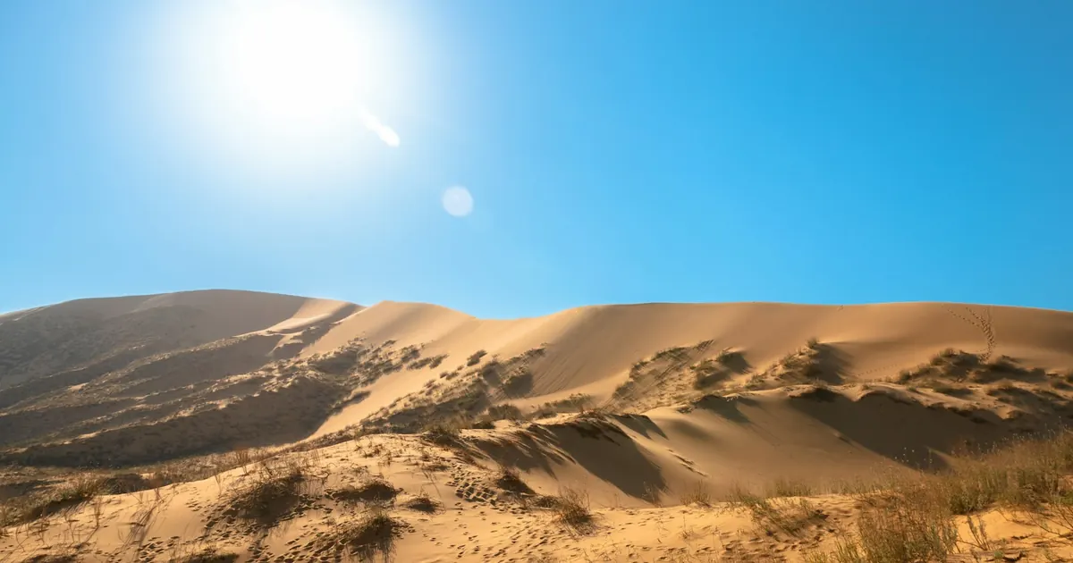 Paisaje desértico bajo un sol intenso